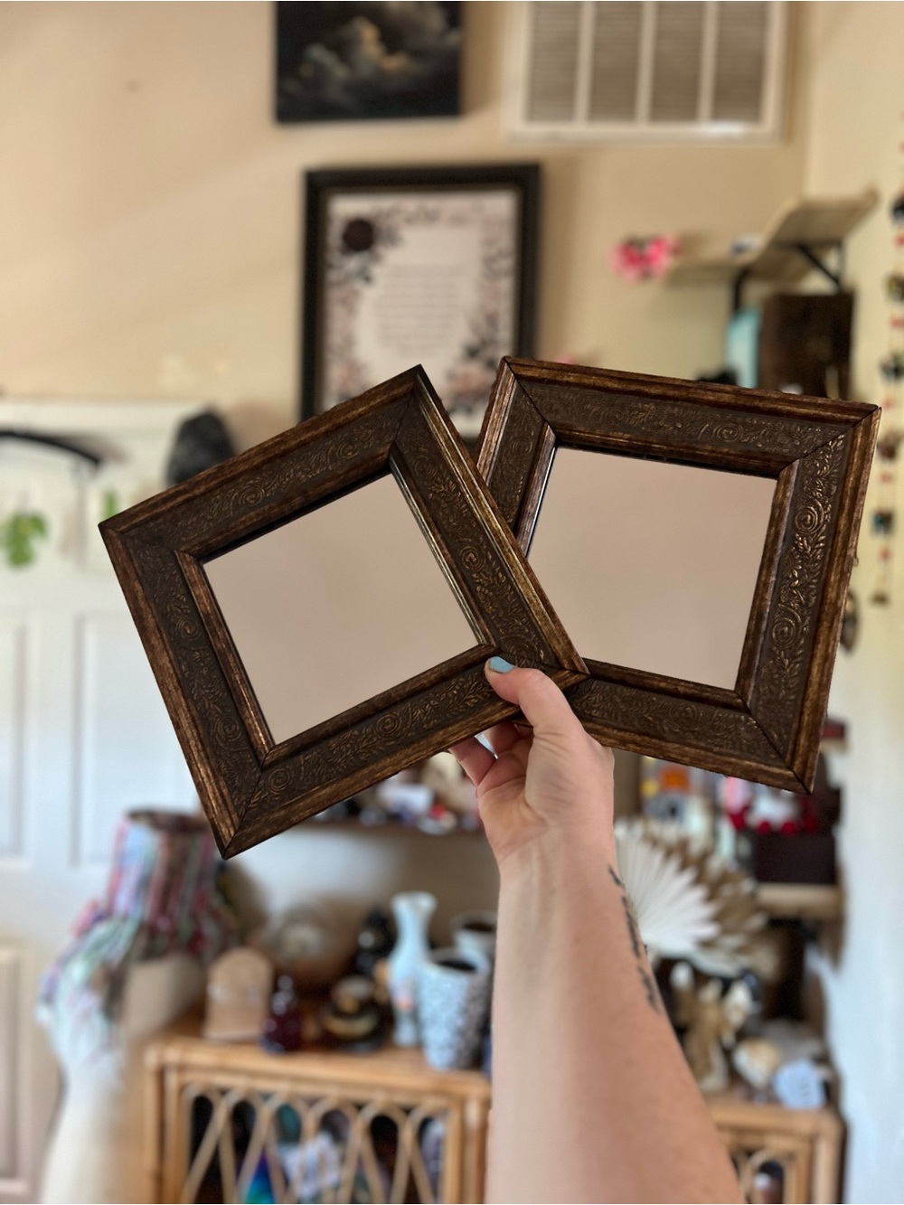 Classic Brown Ornate Wood Picture Frames - Set of 2
